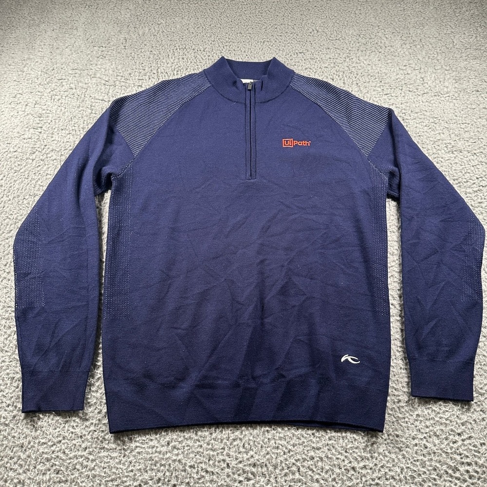 KJUS‎ Kulm Sweater Mens 52 L Navy Merino Wool Half-Zip Golf Pullover
